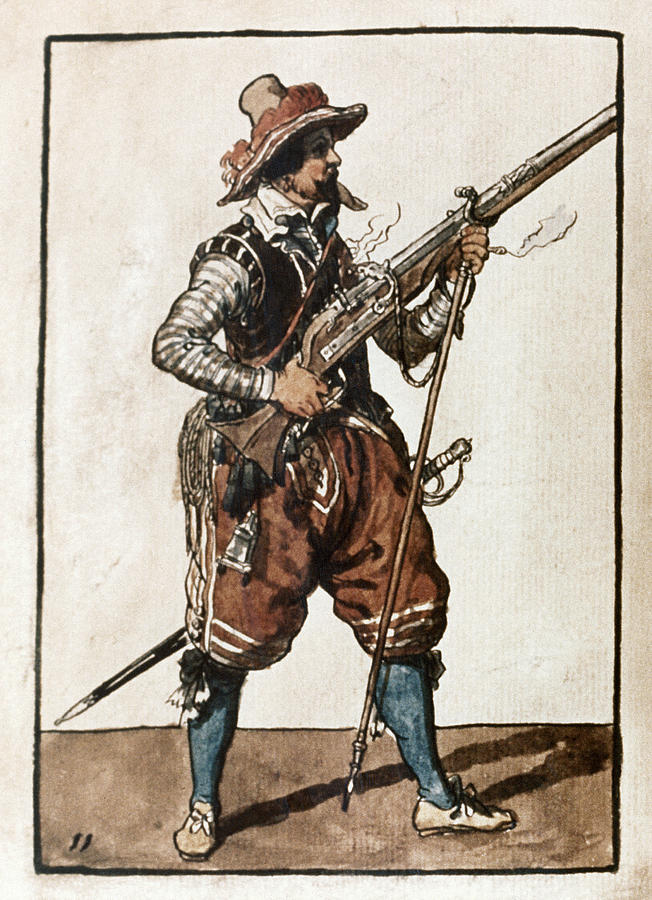 Musketeer, 1608 Drawing by Granger