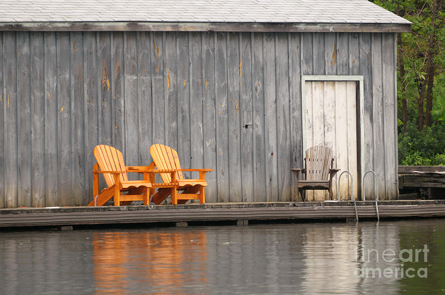 Summer Photograph - Muskoka Chairs by Les Palenik