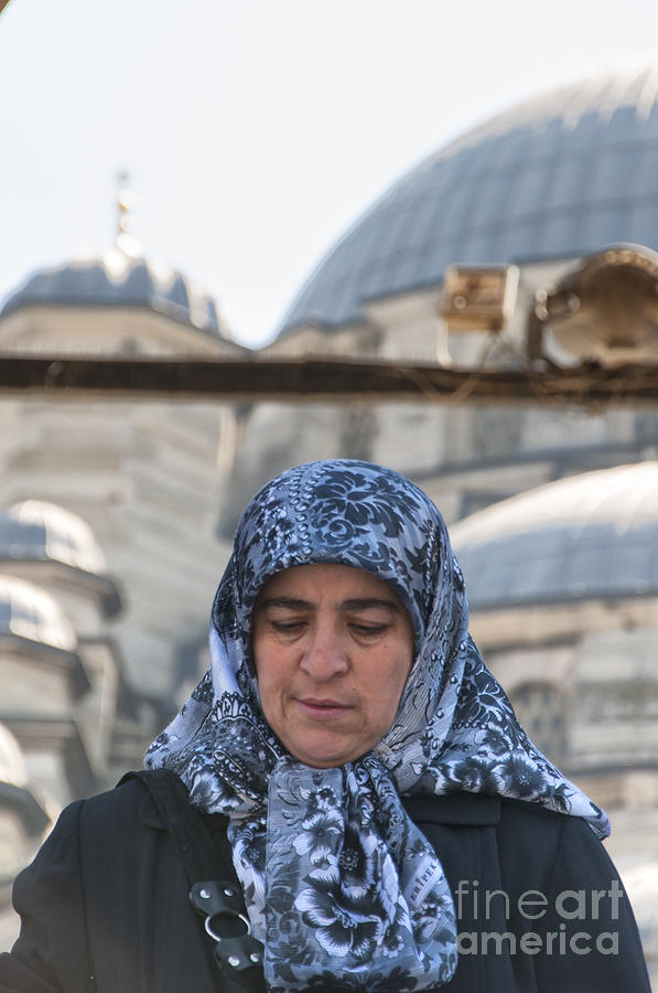 Muslim Woman Leaves Mosque 