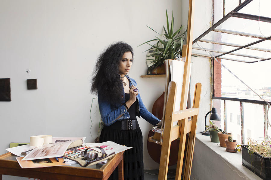 #MuslimGirl Artist Sketching In Beautiful Studio Loft Photograph by Muslim Girl