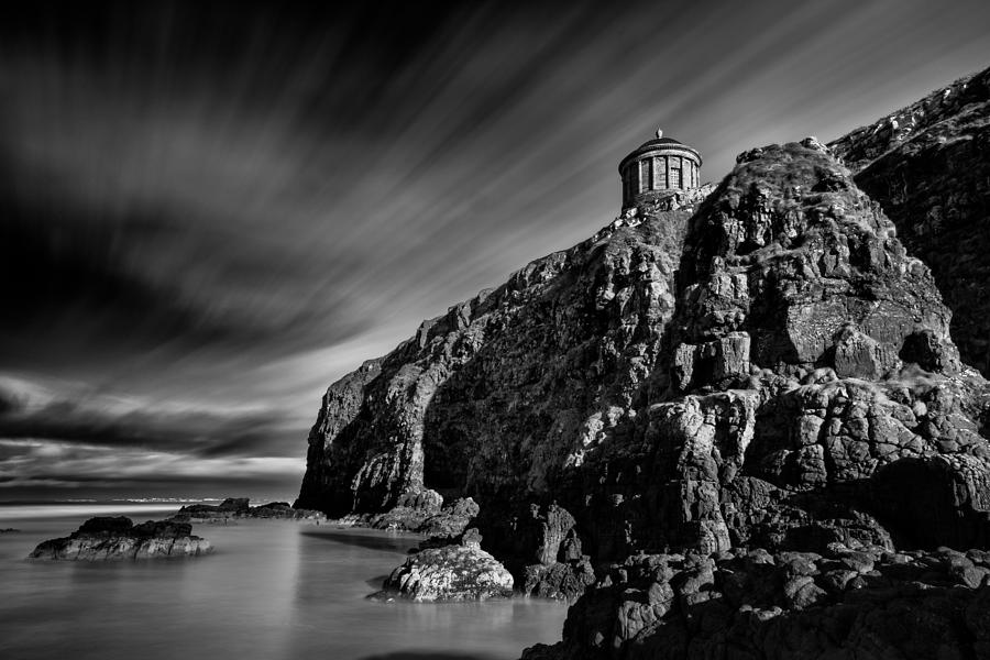 Mussenden Temple Photograph - Mussenden Temple and Sea Stack by Nigel R Bell