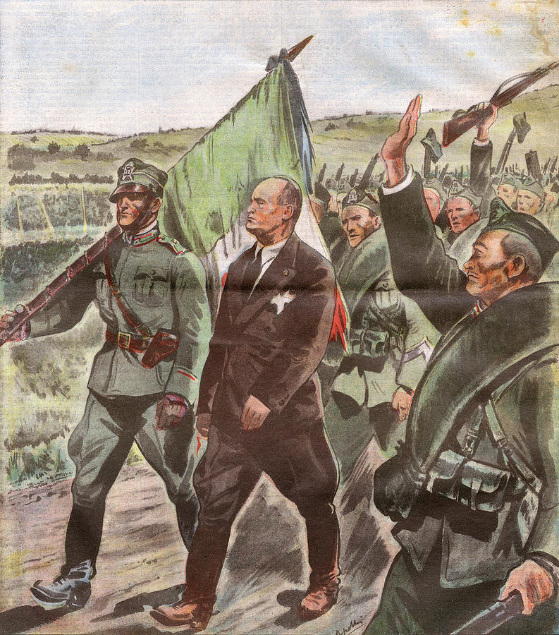 Mussolini Italian Dictator Marches Drawing by Mary Evans Picture