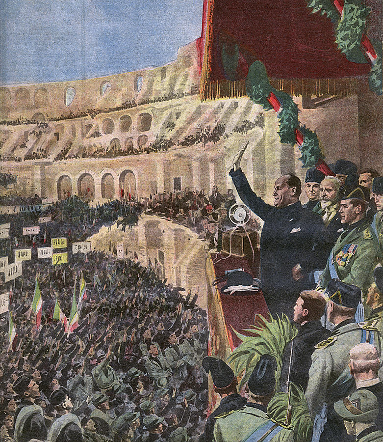 Mussolini Speaks In The Colosseo Drawing by Mary Evans Picture Library ...