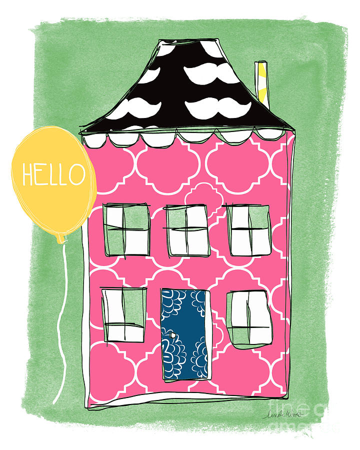 Mustache House Mixed Media