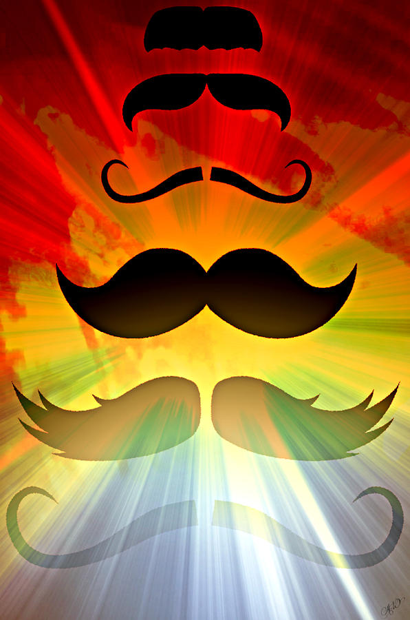 Abstract Digital Art - Mustache Stash  by Ally  White