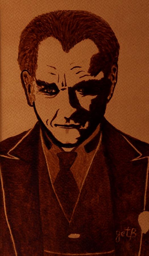 Mustafa Kemal Ataturk coffee painting pop art Painting by Georgeta  Blanaru