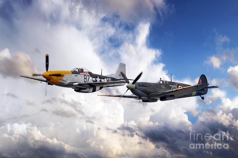 Mustang and Spitfire  Digital Art by Airpower Art
