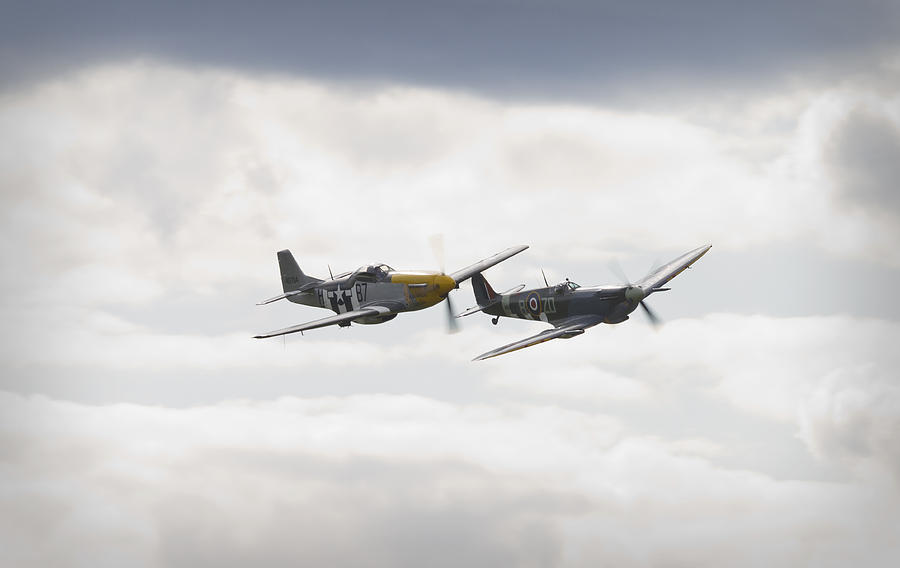 P-51d Photograph - Mustang and Spitfire by Maj Seda