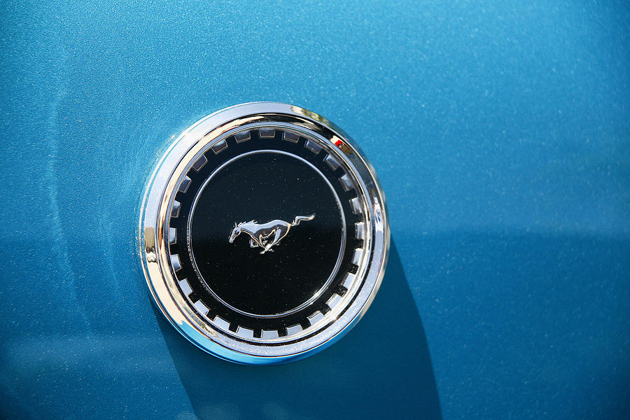 Mustang Emblem-Blue Photograph by Morris McClung