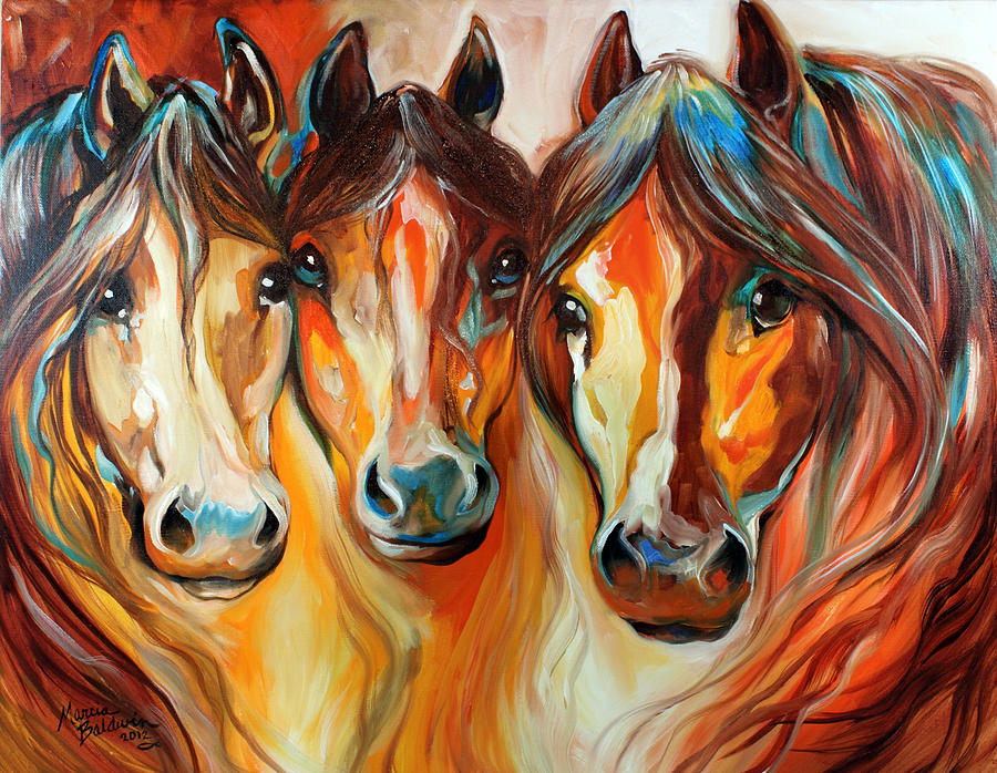 Mustang Gang  Painting by Marcia Baldwin