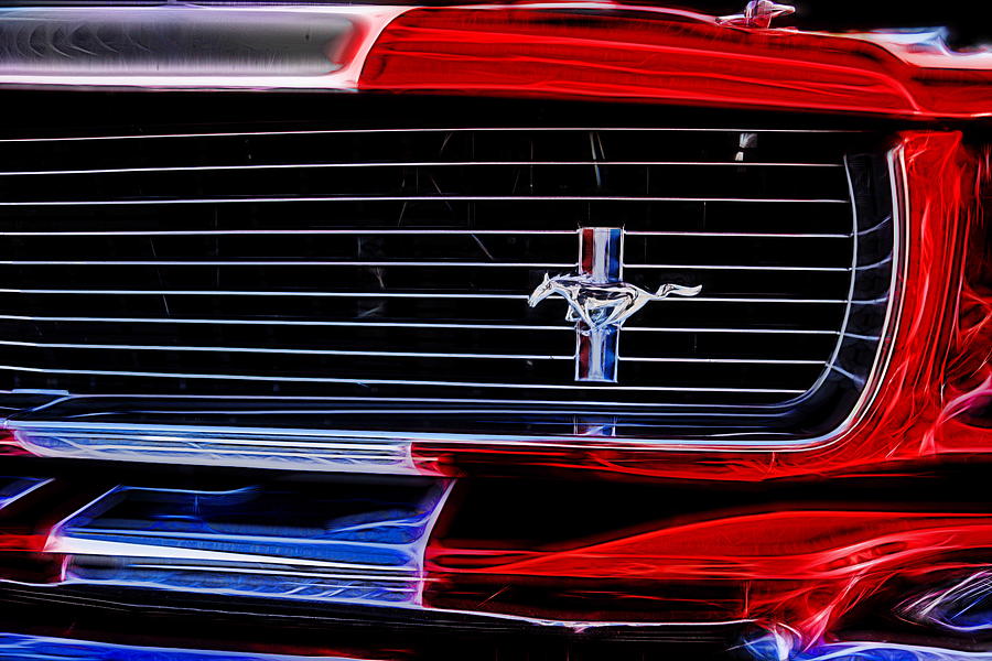 Vintage Photograph - Mustang Grille by Alan Hutchins