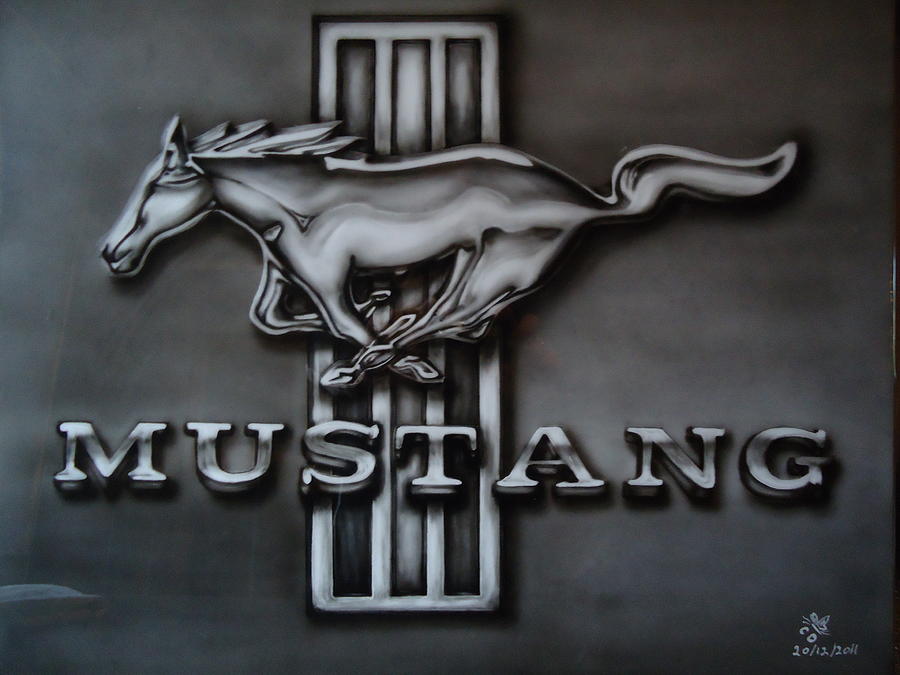 Car Painting - Mustang logo by Caroline Devacht