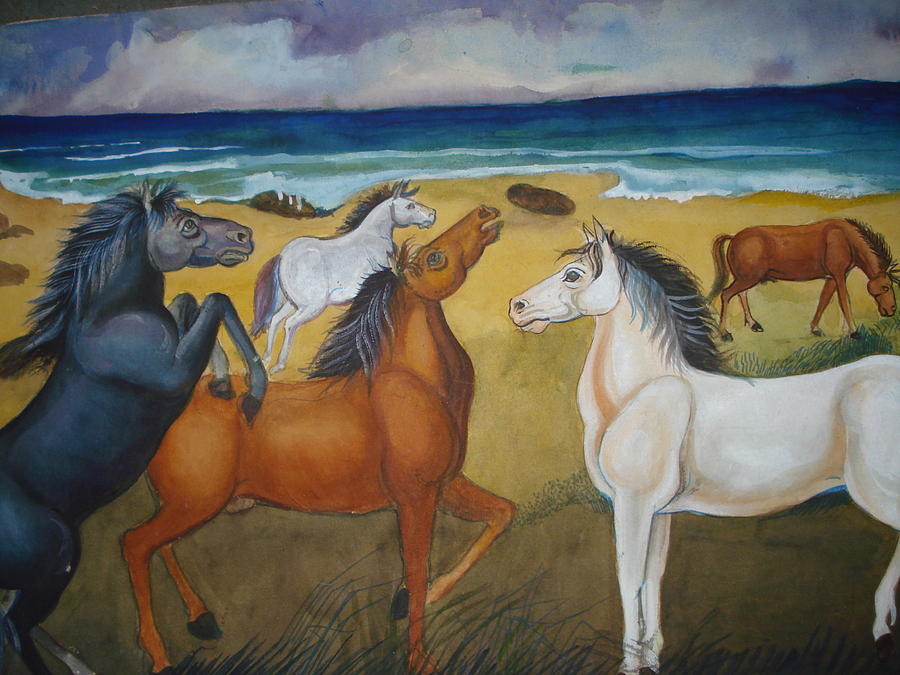 Horse Painting - Mustang Mates by Prasenjit Dhar