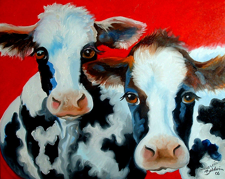 My 2 Fat Cows Painting by Marcia Baldwin