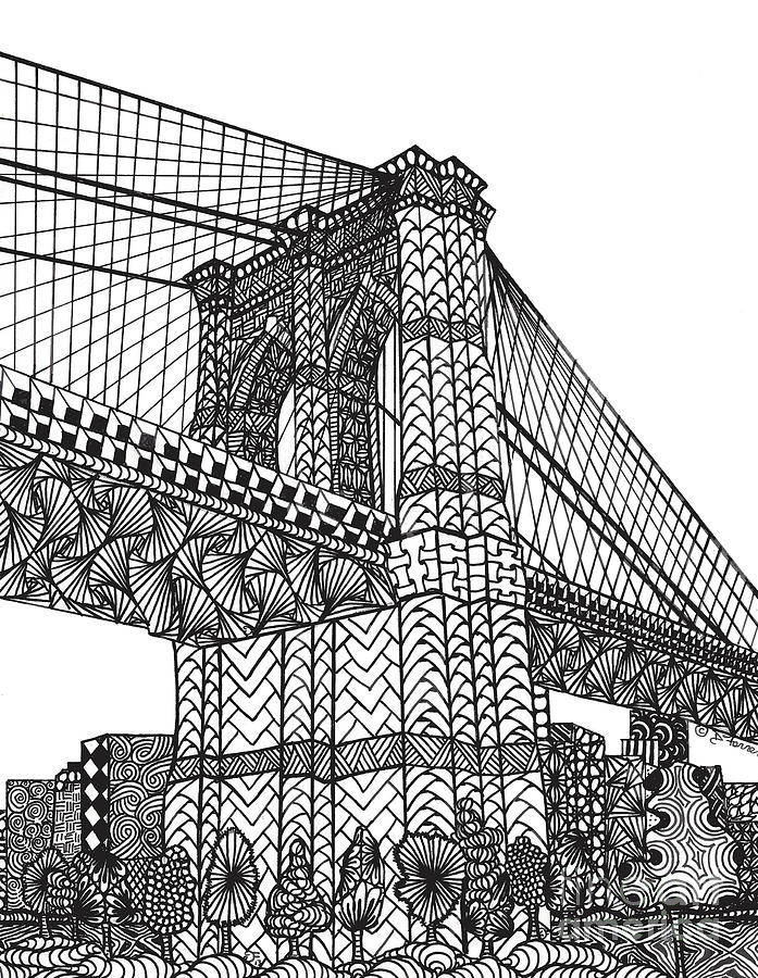 My Beloved Brooklyn Bridge Drawing by Dianne Ferrer | Fine Art America