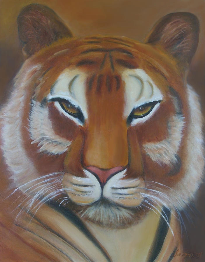 Tiger Painting - My Brave Tiger by Leona Borge