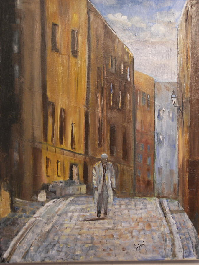 Cobble Streets Painting - My daily wallk by Arlen Avernian - Thorensen
