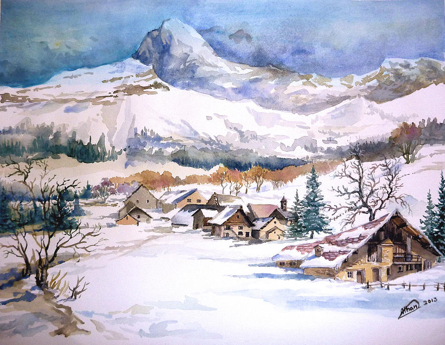 My First Snow Scene Painting by Alban Dizdari