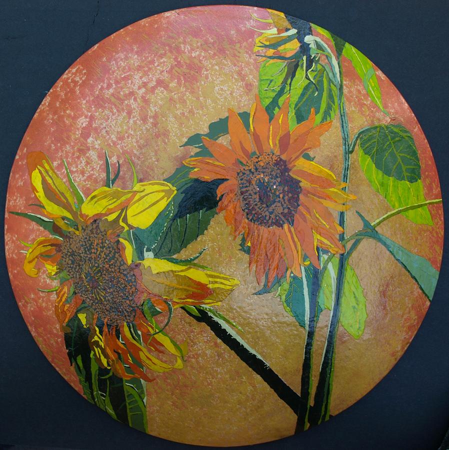 My Giant Sunflowers Mixed Media by Leah  Tomaino