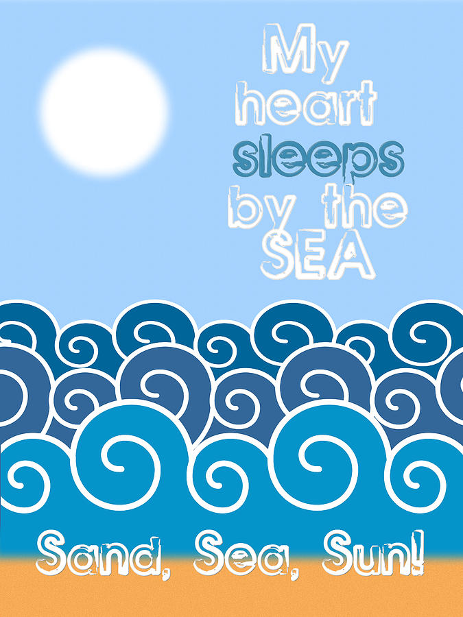 My heart sleeps by the sea Minimalist Poster Digital Art by Celestial Images