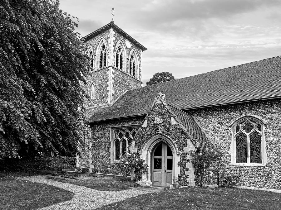 My House Is Yours - Ancient Stone Church Black and White Photograph by Gill Billington