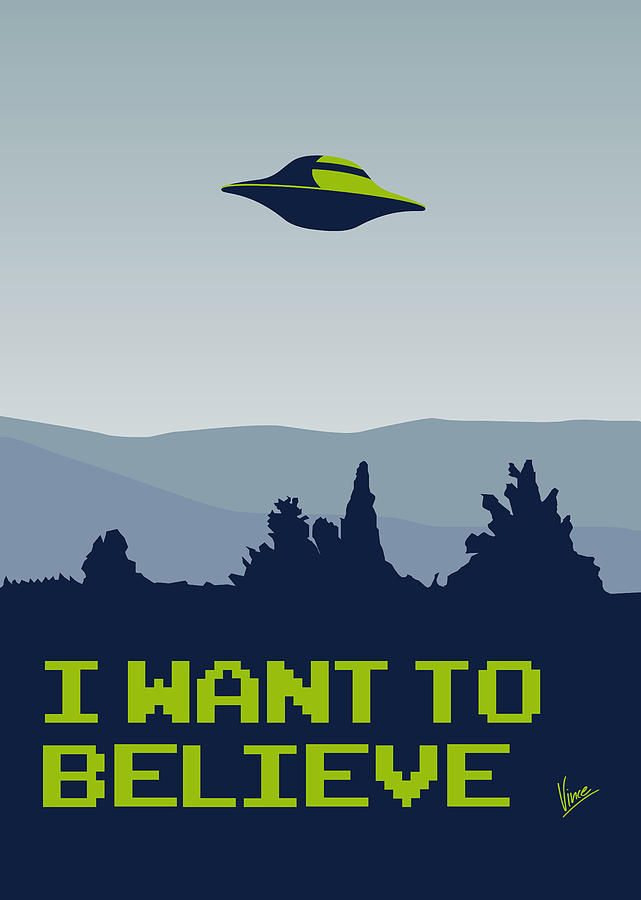 Alien Digital Art - My I want to believe minimal poster by Chungkong Art