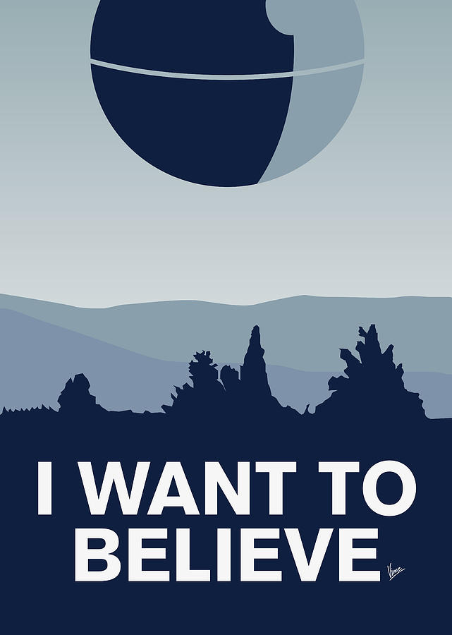 Alien Movie Digital Art - My I want to believe minimal poster-deathstar by Chungkong Art