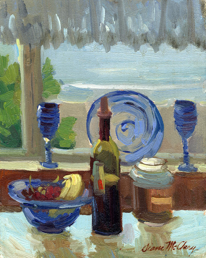 Wine Painting - My Kitchen on Vashon Island by Diane McClary