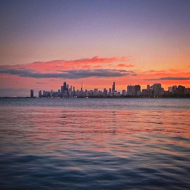 Sunset Photograph - My Last #chicago #skyline Shot. #sunset by Mike S