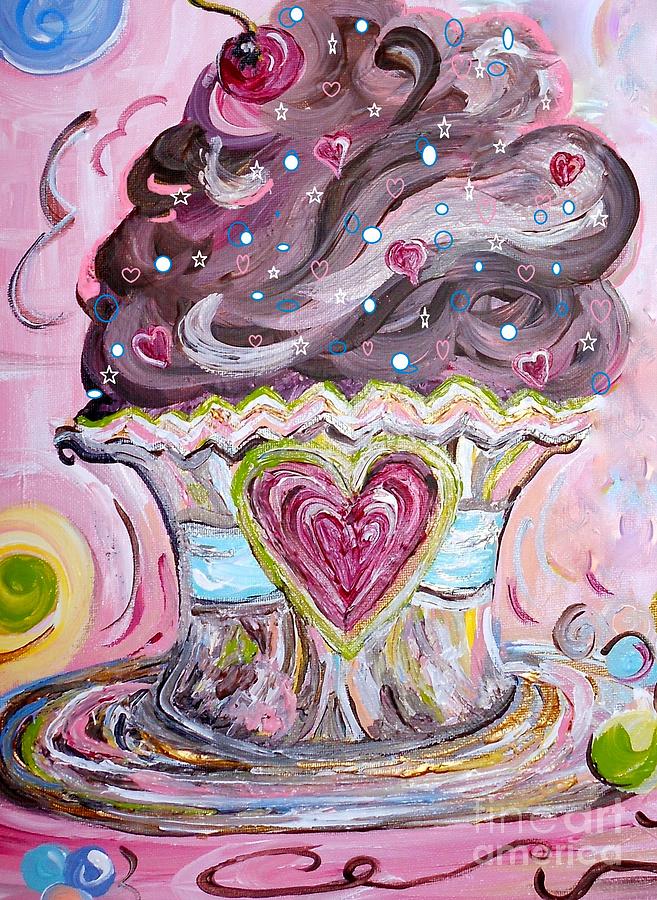 My Lil Cupcake - Chocolate Delight Painting by Eloise Schneider Mote