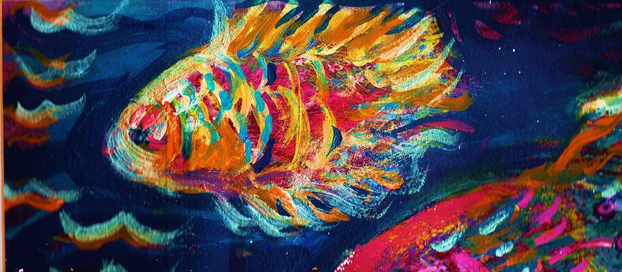 Fish Painting - My LIttle Fishy Painting by Anne-Elizabeth Whiteway