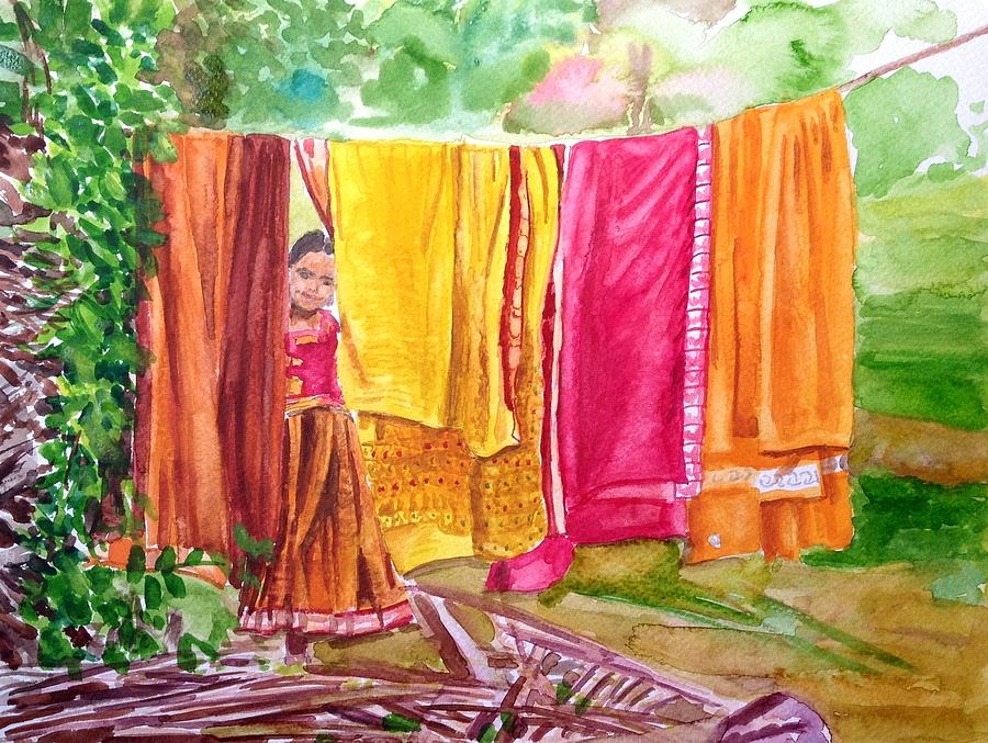 Village Painting - My little home by Aditi Bhatt