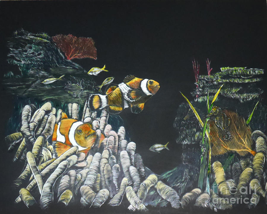Fish Drawing - My Make-Beleive Aquarium by Bev Morgan