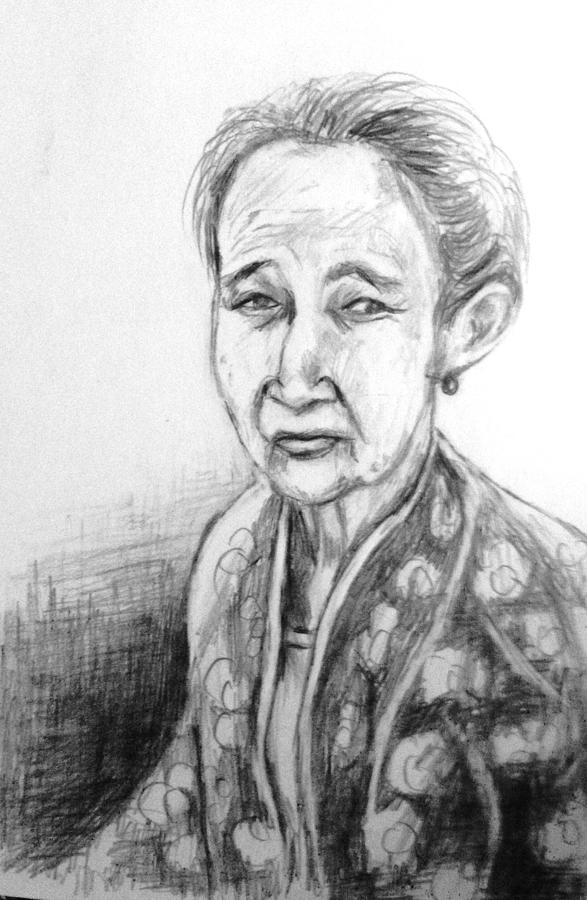 My mother  Drawing by Hae Kim