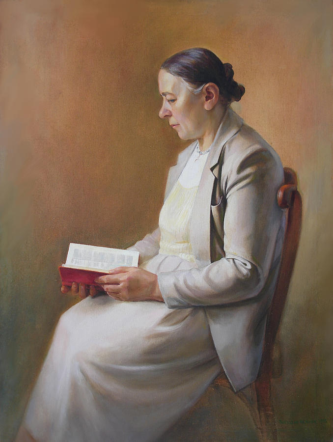 Mother Painting - My mother reading the Bible by Svitozar Nenyuk