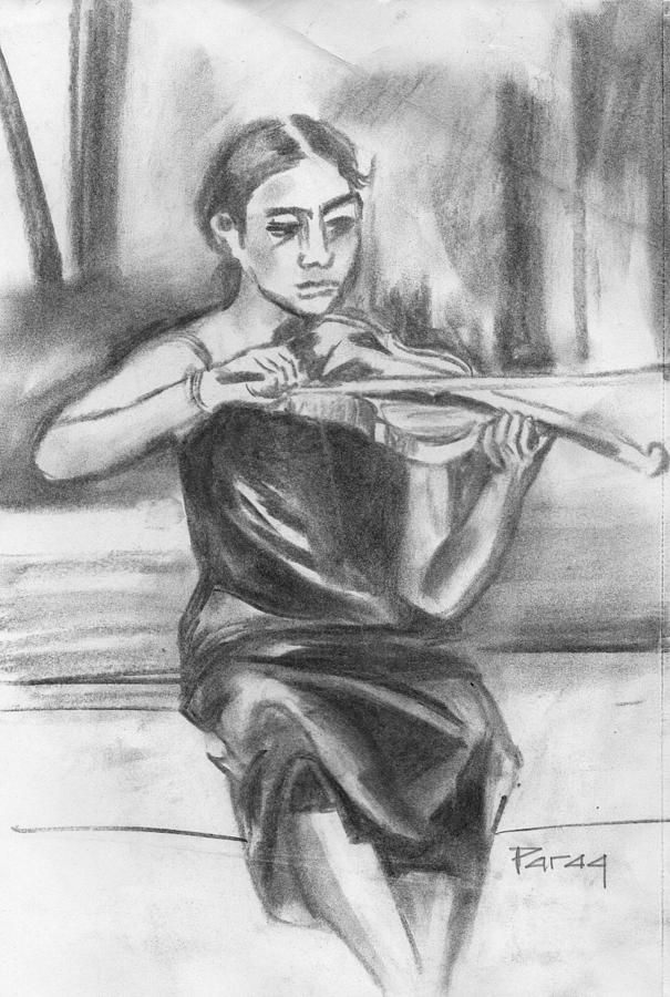 My new violin Drawing by Parag Pendharkar