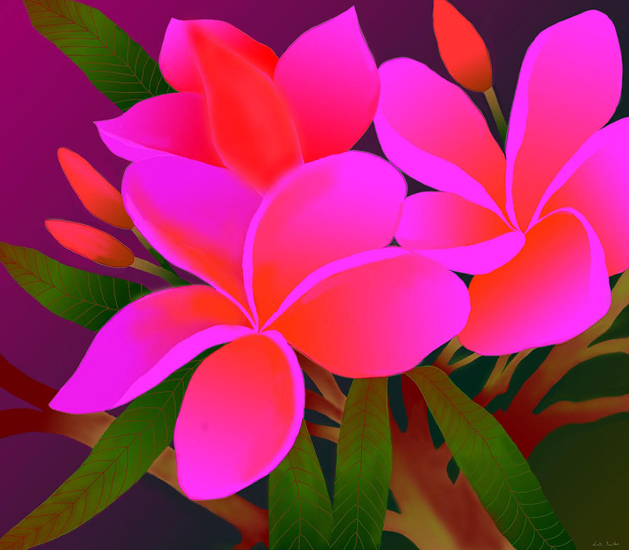My Pink Plumerias Digital Art by Latha Gokuldas Panicker    ker