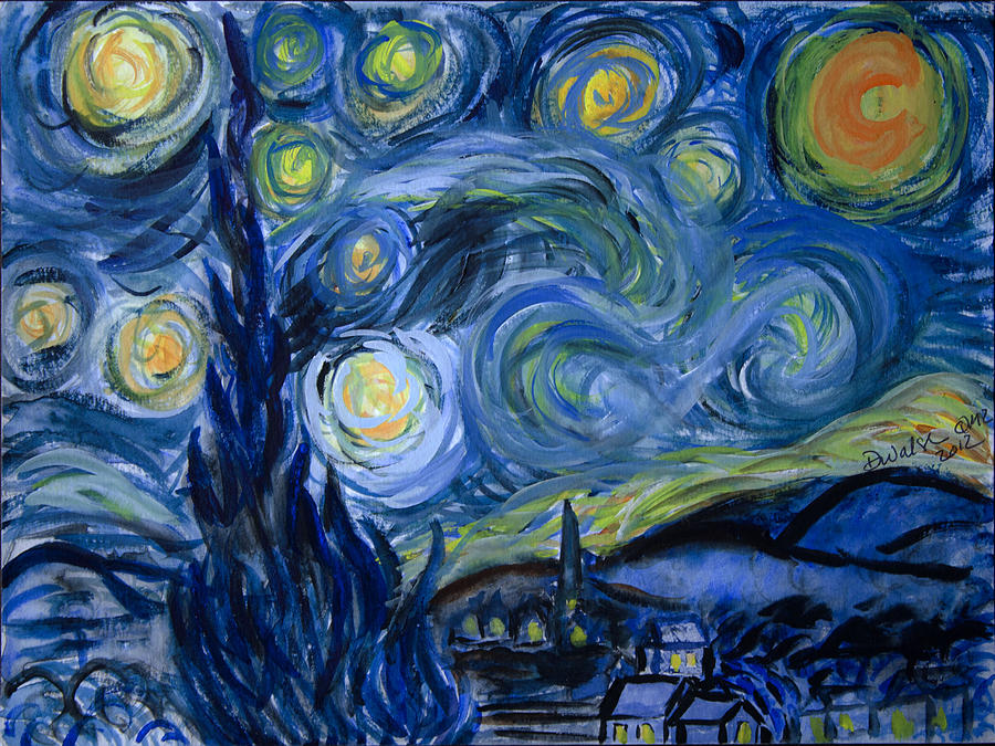 Starry Night by van Gogh in Watercolor Painting by Donna Walsh - Fine Art  America