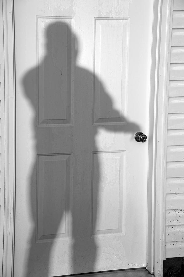 My Shadow Opening A Door Self Portrait Photograph by Thomas Woolworth