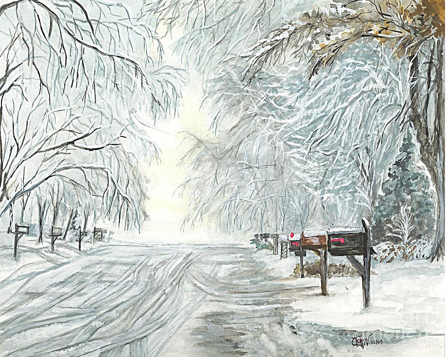 Winter Painting - My Slippery Street  by Carol Wisniewski