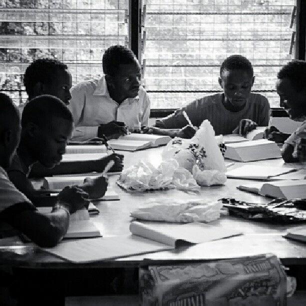 Africa Photograph - My Students Working On A Scripture Text by Grant Swanepoel