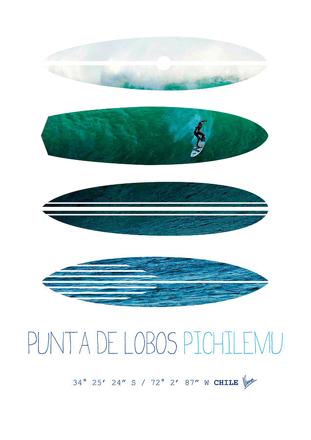 My Surfspots poster-3-Punta de Lobos-Chile Digital Art by Chungkong Art