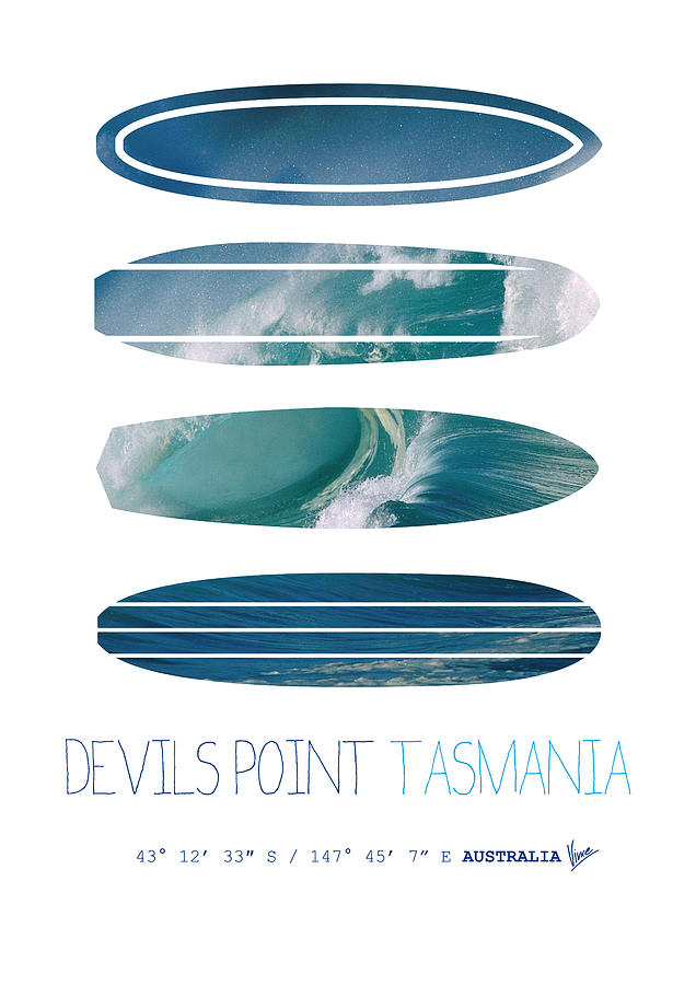Minimal Digital Art - My Surfspots poster-5-Devils-Point-Tasmania by Chungkong Art
