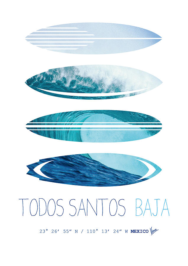 Mexico Digital Art - My Surfspots poster-6-Todos-Santos-Baja by Chungkong Art