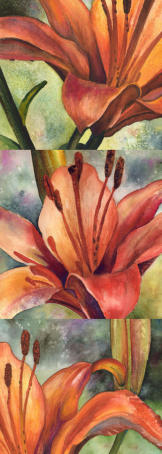 My Three Lilies Painting by Anne Gifford
