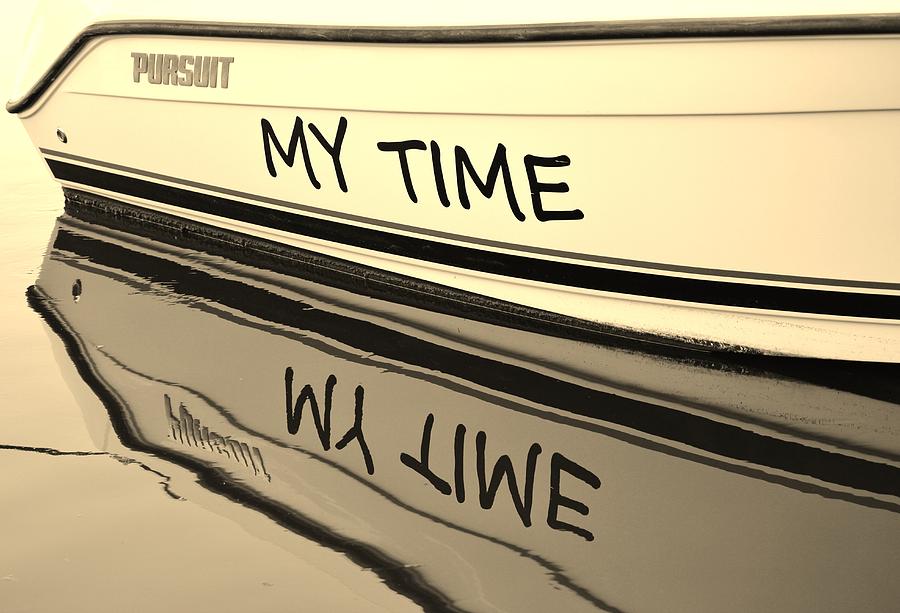My Time Boat Name Photograph by Cynthia Guinn