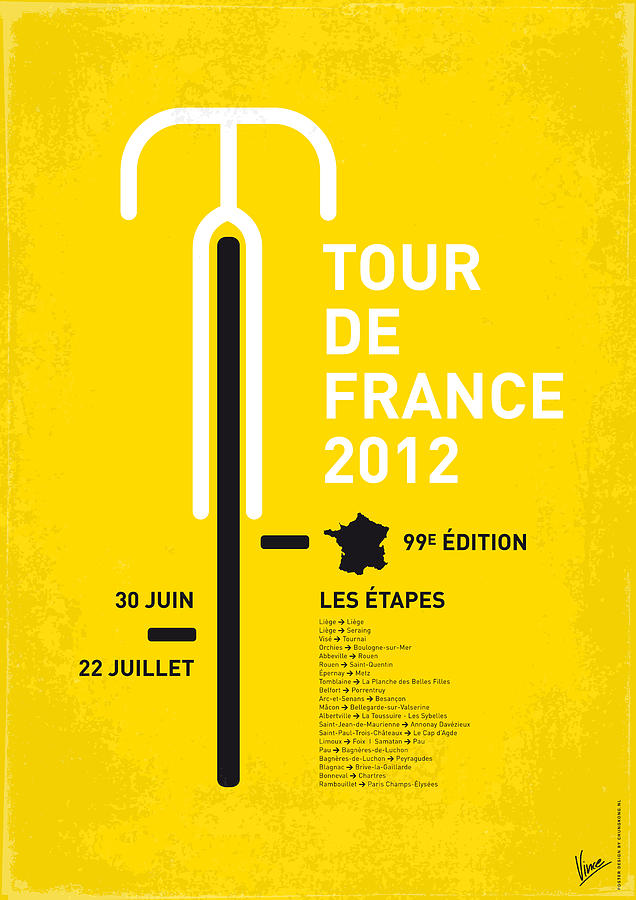 My Tour De France Minimal Poster 2012 Oud Digital Art by Chungkong Art