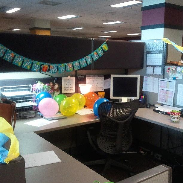 My Work Peeps Decorated My Cube For My Photograph by Stephanie Tresner