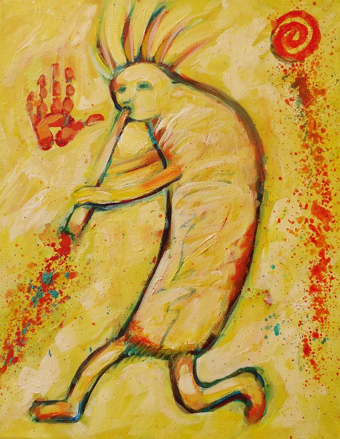 My Yellow Kokopelli Painting by Carol Suzanne Niebuhr
