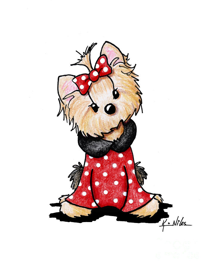 My Yorkie Valentine Drawing by Kim Niles